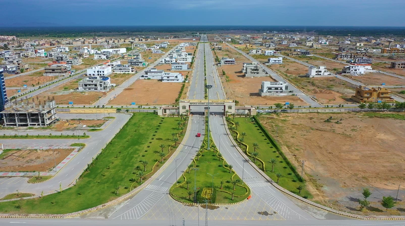Aerial view of a residential district